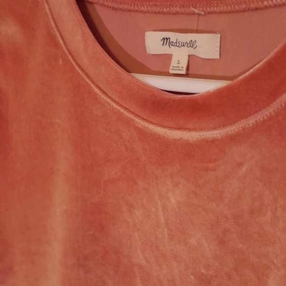 Madewell Peach Velvet Crew Neck Tee Large - Picture 3 of 5